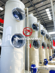 Henan Yuanfang - Professional manufacturer of high-efficiency PP Chemical Scrubbers (Gas Absorption Towers) for removing SO2, HCl, NOx, H2S, NH3, and odors. 99.9% efficiency, corrosion-resistant, custom solutions. Get a quote!