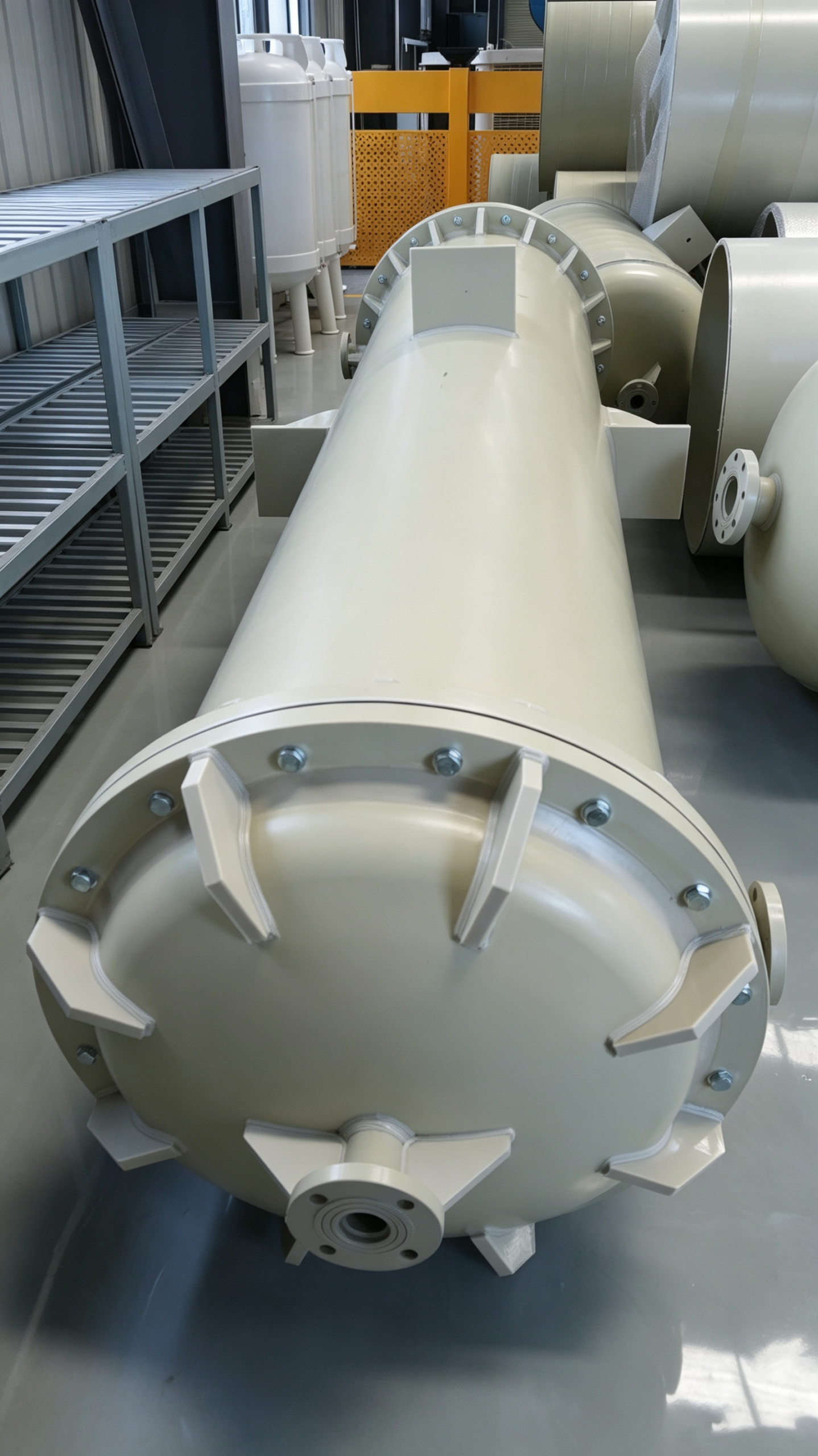 PP/PPH shell and tube heat exchangers for non-oxidizing acid and alkali duties. Lightweight, corrosion-resistant and cost-effective for HCl, dilute sulfuric and similar services.