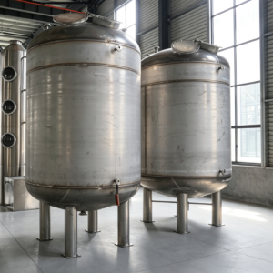Stainless steel storage tank in SS304 / SS316L / duplex — hygienic, high temp & pressure. For water, food, pharma and mild chemicals.