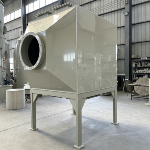 Vertical top-feed bottom-discharge activated carbon adsorber with granular carbon bed for industrial exhaust