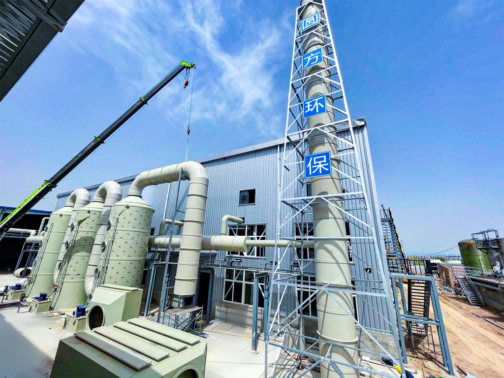 Acid alkali wet gas scrubber tower treating HCl and SO2 emissions - industrial VOCs gas treatment project case
